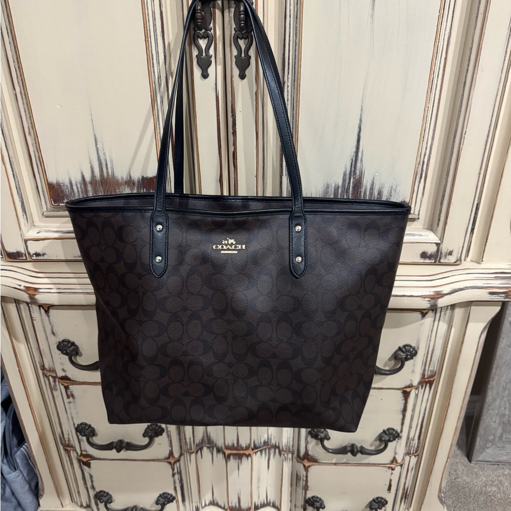 Coach Dark Brown Signature Tote